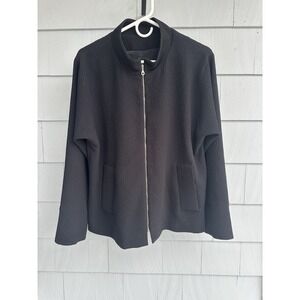 Babette SF‎ Black Textured Zip Jacket Women's Large Minimal Workwear